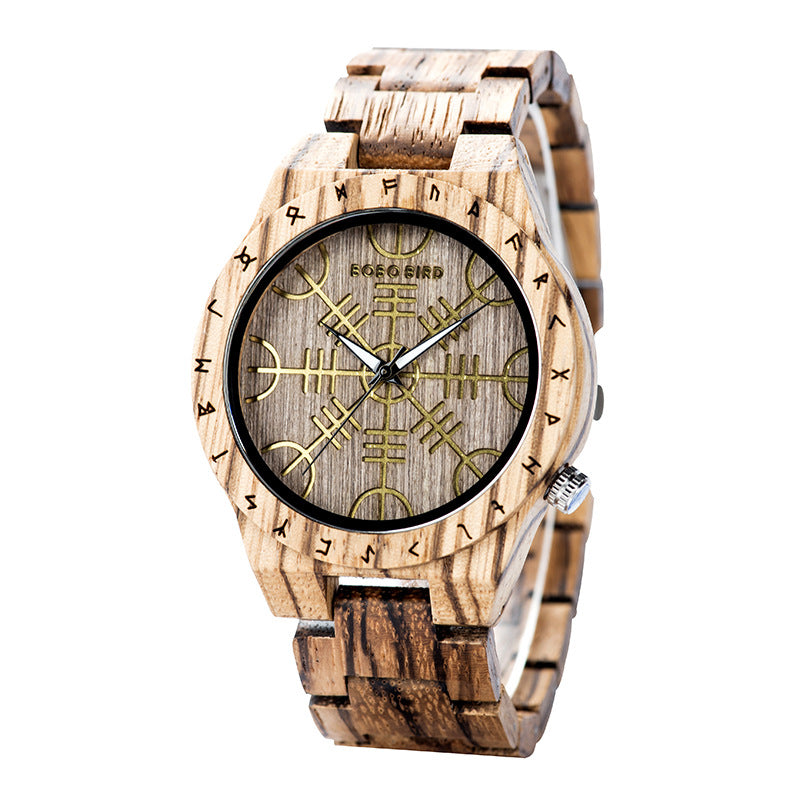 Wikinger Kompass Holz Armbanduhr