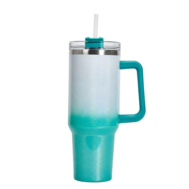 1.2l Strohhalm Kaffee Isolierkanne mit Griff Edelstahl Wasserflasche fürs Auto